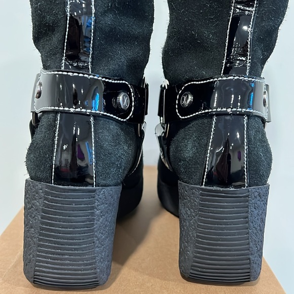 Cole Haan Black Suede Wedge Mid-Calf Pull On Boot Size 7.5 - Picture 7 of 13